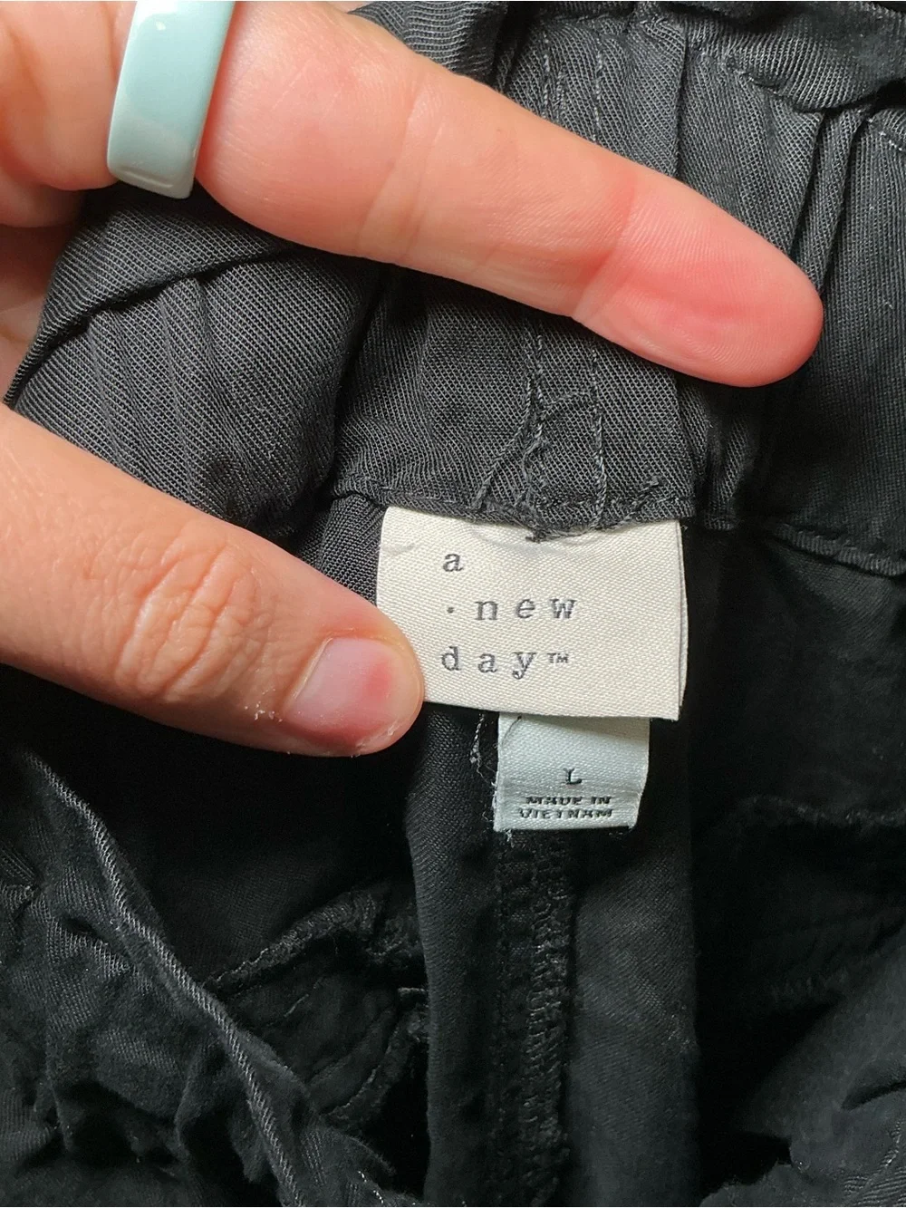 A New Day Black Straight Leg Drawstring Pants Size Large